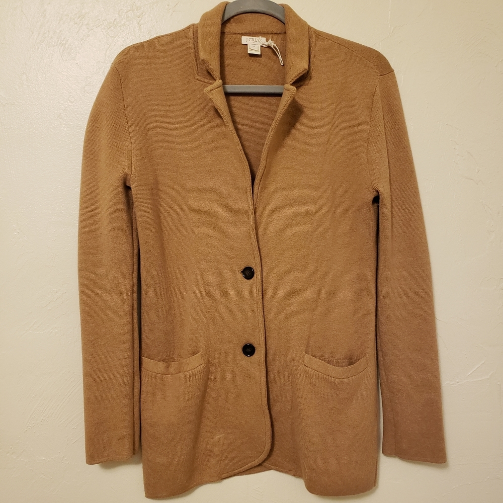 J crew factory sweater knit Blazer Xs camel tan